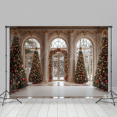 Aperturee - Aperturee Winter White Palace Xmas Tree Festive Photo Backdrop